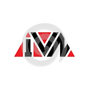 IVN triangle letter logo design with triangle shape. IVN triangle logo design monogram. IVN triangle vector logo template with red