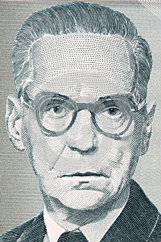 Ivo Andric a portrait from old Yugoslavian money