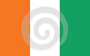 Ivorian flag vector graphic. Rectangle Cote d`Ivorie flag illustration. Ivorian country flag is a symbol of freedom, patriotism photo