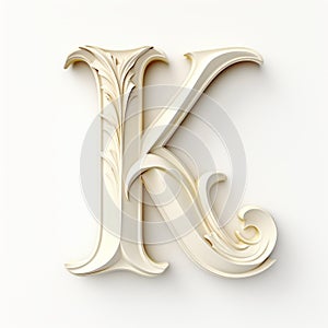 Ivory 3d Letter K On White Background