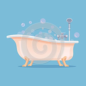 Ivory bathtub or bath, vector icon or banner.