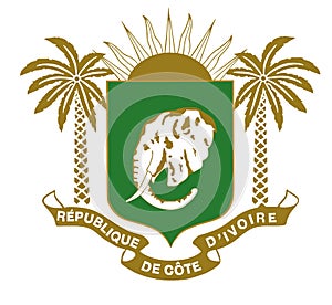 Ivory Coast coat of arms . Emblem or national symbol of Ivory coast.