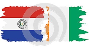 Ivory Coast and Paraguay grunge flags connection vector