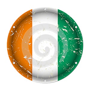 Ivory Coast - round metal scratched national flag
