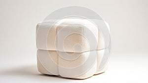 Cube Stool: Gaetano Pesce Inspired White Fabric Ottoman With Textured Detail photo