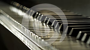 Ivory keyed piano in low depth of field