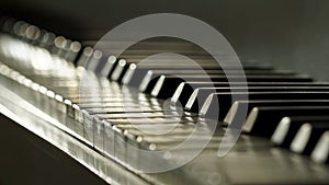 Ivory keyed piano in low depth of field