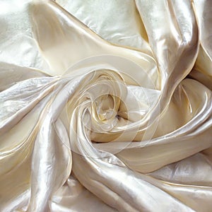 Ivory  and pink  Soft Silky Shiny Stretch Charmeuse Satin Fabric