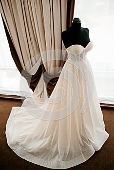 Ivory wedding dress with a train