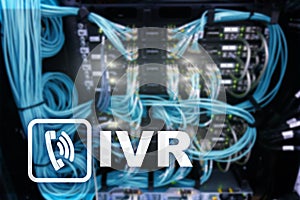 IVR Interactive voice response communication concept. servers data center.
