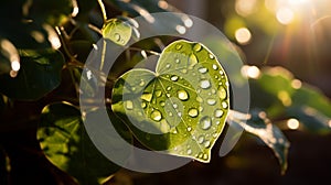 Ivy Leaves Sparkling In Sunlight After Being Drenched With Water