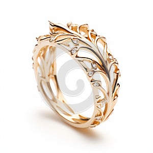 Ivy Tree Ring In Yellow Gold With Diamonds - Inspired By Crown