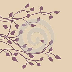 Ivy vine silhouette, elegant purple floral decorative side border design element of leaves,, pretty wedding invitation design