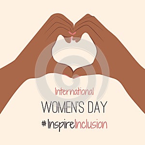 IWD design with hands show Heart Shape Card. Minimalist International Women s Day 2024 Posters with slogan InspireInclusion. arms