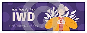 IWD Inspire Inclusion campaign, International Women's Day 2024 Horizontal banner template features a diversity of