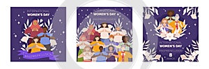 IWD Inspire Inclusion campaign, International Women's Day 2024 Square social media post template collection features