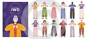 IWD Inspire Inclusion campaign, International Women's Day 2024 Poster constructor with different women making the photo