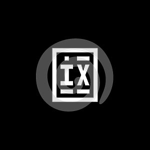 IX initial logo with square rectangular shape style