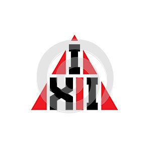 IXI triangle letter logo design with triangle shape. IXI triangle logo design monogram. IXI triangle vector logo template with red