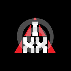 IXX triangle letter logo design with triangle shape. IXX triangle logo design monogram. IXX triangle vector logo template with red