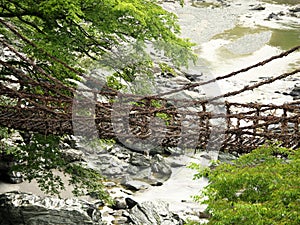 Iya vine bridge or Iya Kazura bridge. A suspension bridge made of the plant called Shirakuchikazura.