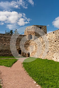 Izborsk, Russia, September 7, 2023. Path to the secret exit from the fortress.