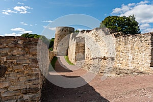 Izborsk, Russia, September 7, 2023. Road to the corner tower in the old fortress.