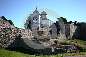 Izborsk.St. Nicholas Church in the territory of fortress. Morning.