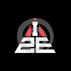 IZE triangle letter logo design with triangle shape. IZE triangle logo design monogram. IZE triangle vector logo template with red