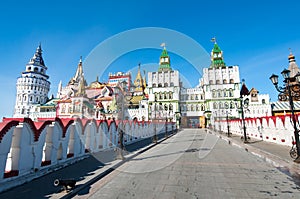 Izmailovsky Kremlin complex modeled after Old Russia during the midday, local flea market invites go shopping. photo