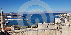 Izmir Cesme Castle, the view of the marina from the outer walls of the castle