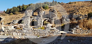 Izmir Ephesus ancient city, thousands of years old wall, priceless historical heritage