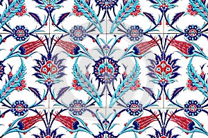 IZMIR, TURKEY - JULY 31 : Turkish artistic wall tile at the Fatih Mosque on July 31, 2014 in Izmir. impressive ancient Handmade Tu