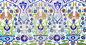 IZMIR, TURKEY - JULY 31 : Turkish artistic wall tile at the Fatih Mosque on July 31, 2014 in Izmir. impressive ancient Handmade Tu