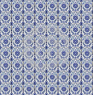 Iznik tiles seamless pattern