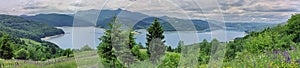 Summer landscape. Panorama of Izvorul Muntelui Lake, Romania