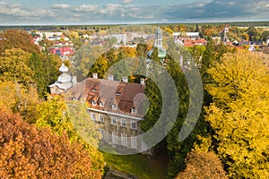 IÅ‚owa, a small town in Poland seen from above.