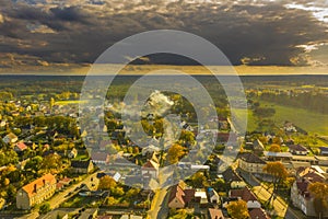 IÅ‚owa, a small town in Poland seen from above.