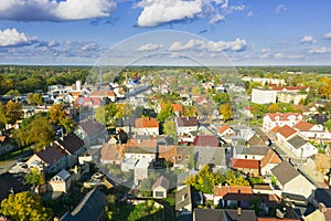 IÅ‚owa, a small town in Poland seen from above.