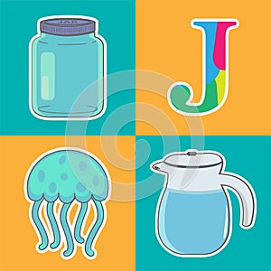 J Letter Flashcard Vector