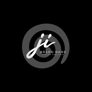 J, I, JI Initial letter handwritten and signature vector image logo