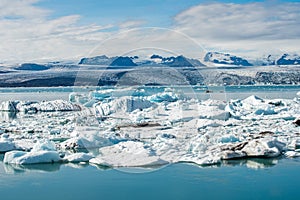 JÃ¶kulsarlon glacier lagoon and Vatnajokull glacier in Iceland photo