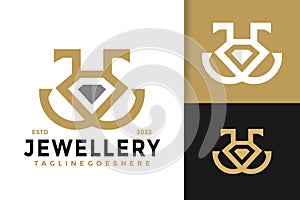 J Letter Diamond Jewelry Logo Design, brand identity logos vector, modern logo, Logo Designs Vector Illustration Template