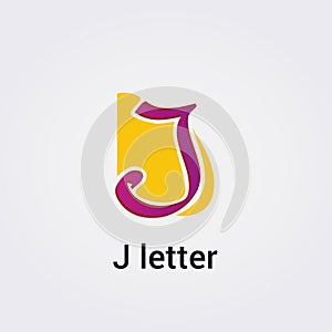 J Letter Icon Single Isolated Logo Brand Corporate Identity Various Colors Template Vector Monogram Emblem Illustration Background