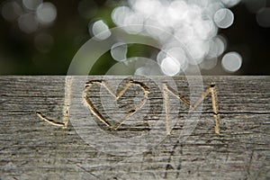 J and M letter - love symbol engraving