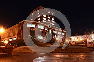 The J. Murrey Atkins Library  at UNC Charlotte at night