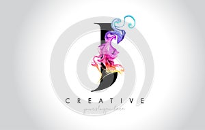 J Vibrant Creative Leter Logo Design with Colorful Smoke Ink Flo photo