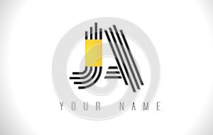 JA Black Lines Letter Logo. Creative Line Letters Vector Templat photo