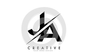 JA J A Letter Logo Design with a Creative Cut photo