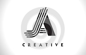 JA Logo Letter With Black Lines Design. Line Letter Vector Illus photo